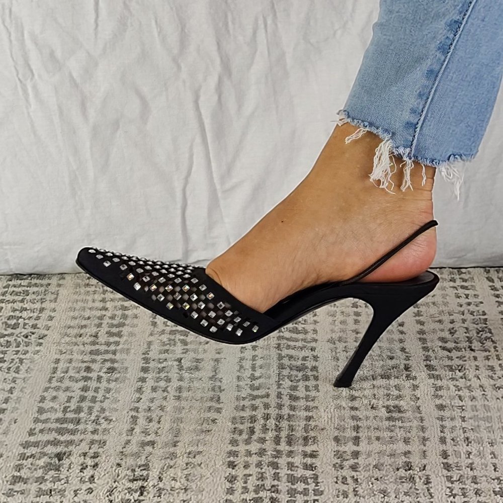 Giuseppe Zanotti Slingback Pumps BLINGED out  with Crystals Size 37.5EU